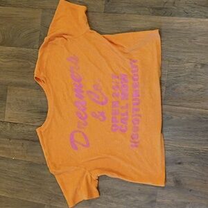 Dreamers & Co. Orange Crop Tee with Pink Text